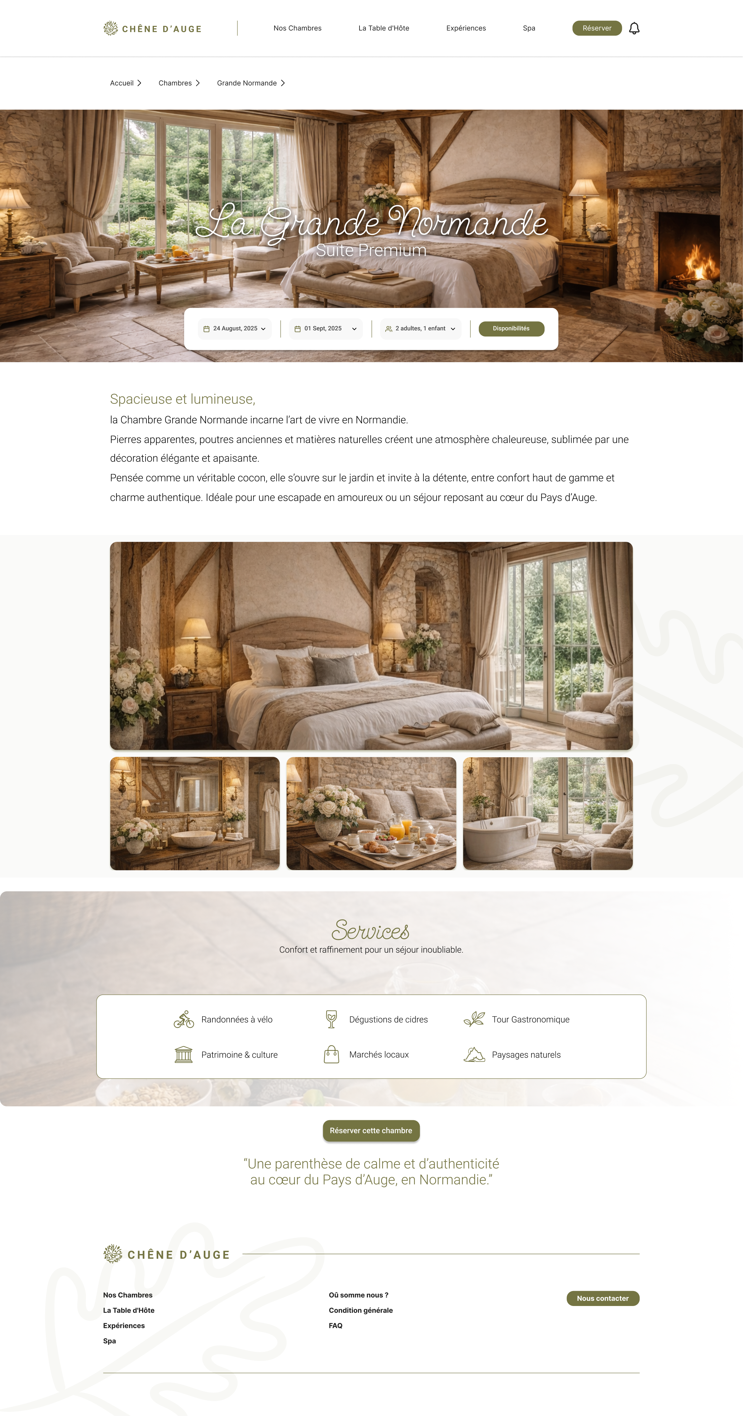 Page détail chambre Chêne d'Auge